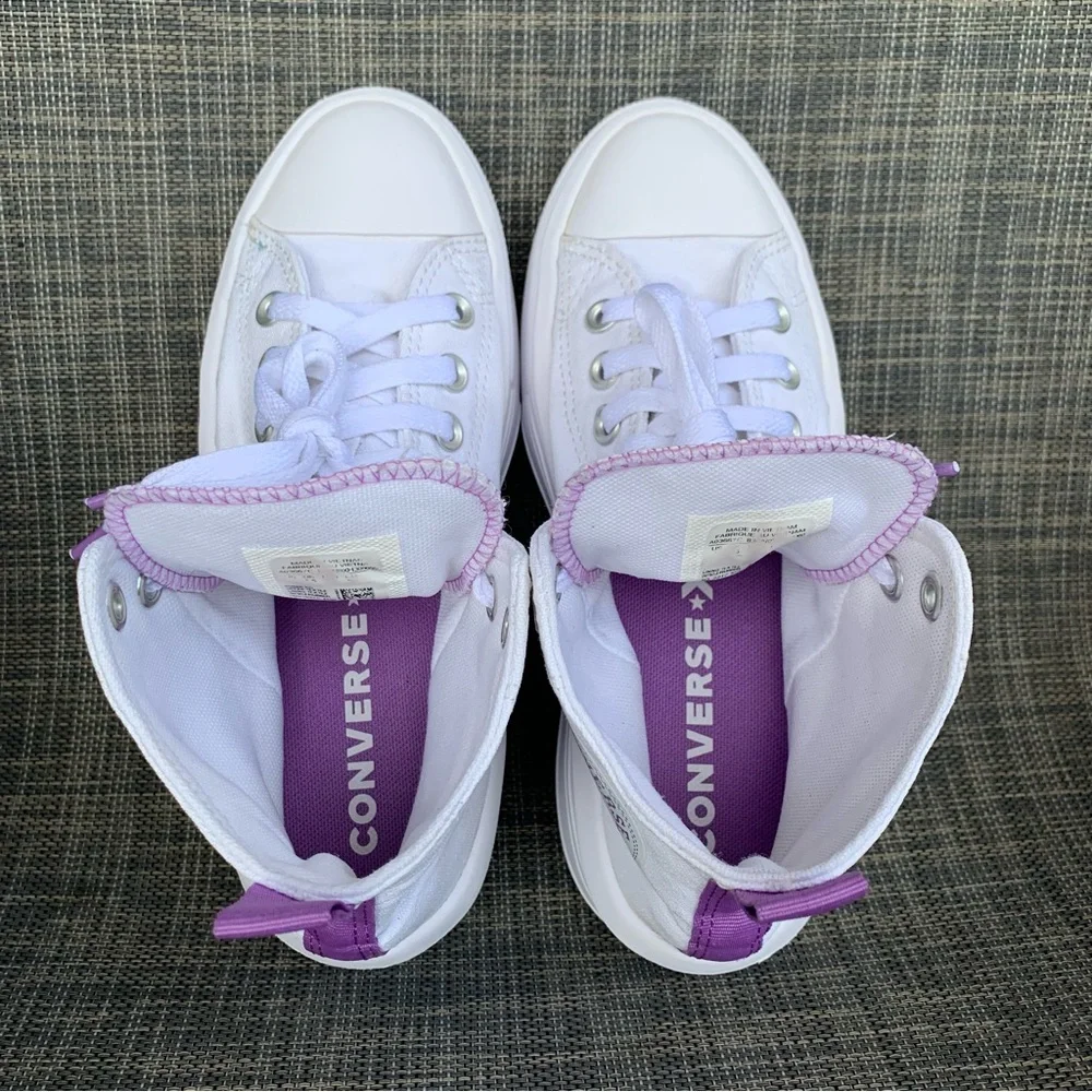 Converse Chuck Taylor All Star Move Platform White/Purple High-Top Sneakers 5 Y